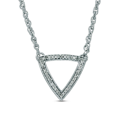 Natural Diamond Accent Outline Triangle Necklace in Sterling Silver - 17"