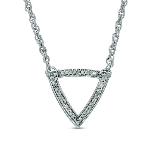 Natural Diamond Accent Outline Triangle Necklace in Sterling Silver - 17"
