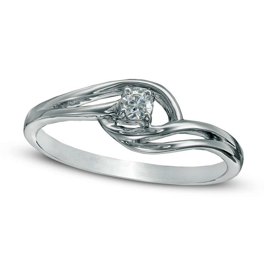0.10 CT. Natural Diamond Solitaire Bypass Promise Ring in Sterling Silver