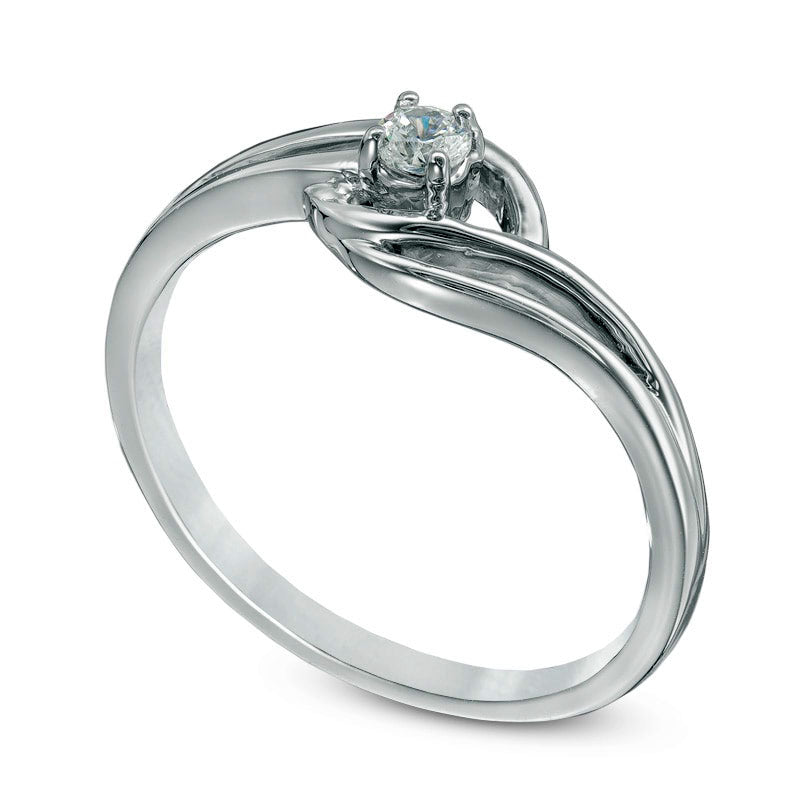 0.10 CT. Natural Diamond Solitaire Bypass Promise Ring in Sterling Silver