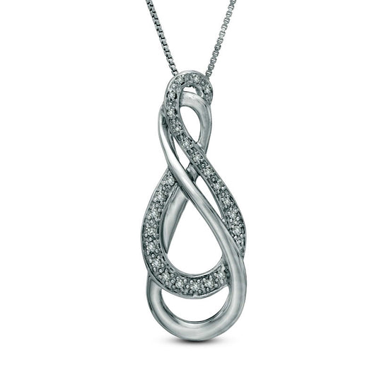 0.13 CT. T.W. Natural Diamond Double Row Infinity Pendant in Sterling Silver