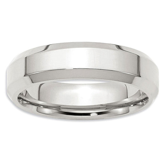 Men's 6.0mm Bevel Edge Comfort Fit Wedding Band in Sterling Silver