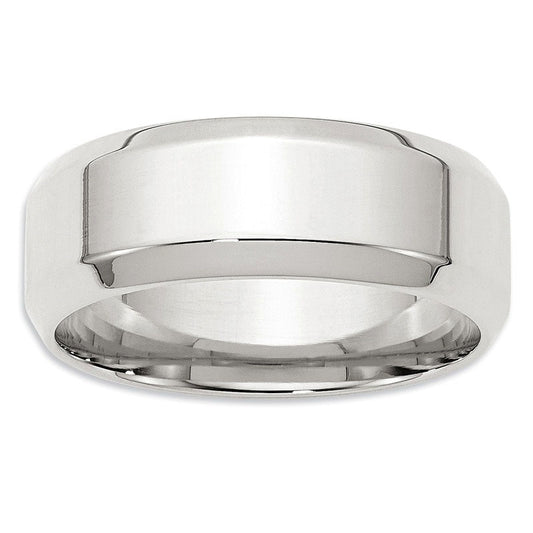 Men's 8.0mm Bevel Edge Comfort Fit Wedding Band in Sterling Silver
