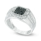 Men's 0.75 CT. T.W. Enhanced Black and White Natural Diamond Square Composite Ring in Sterling Silver