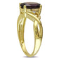 Oval Garnet and Natural Diamond Accent Bypass Ring in Solid 10K Yellow Gold