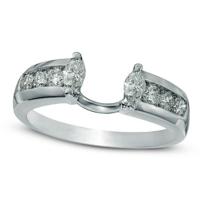 0.50 CT. T.W. Marquise Natural Clarity Enhanced Diamond Solitaire Enhancer in Solid 14K White Gold
