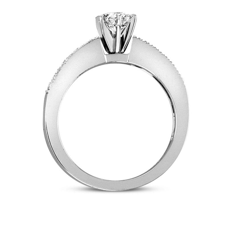 0.63 CT. T.W. Natural Diamond Antique Vintage-Style Engagement Ring in Solid 14K White Gold