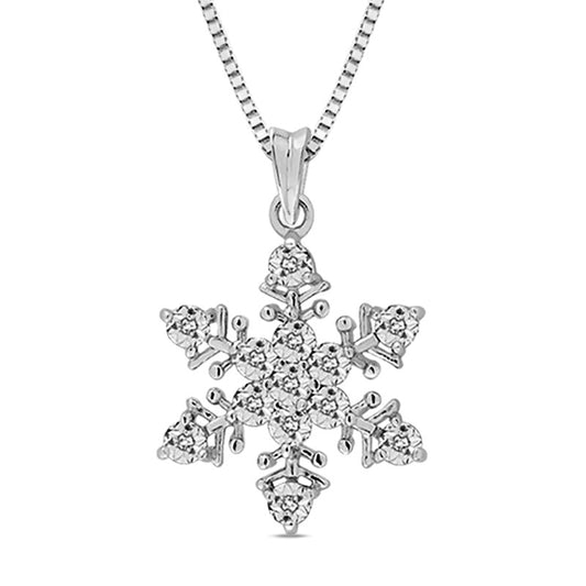 Natural Diamond Accent Snowflake Pendant in Sterling Silver