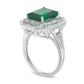 Emerald-Cut Lab-Created Emerald and 0.33 CT. T.W. Diamond Swirl Frame Ring in Sterling Silver - Size 7