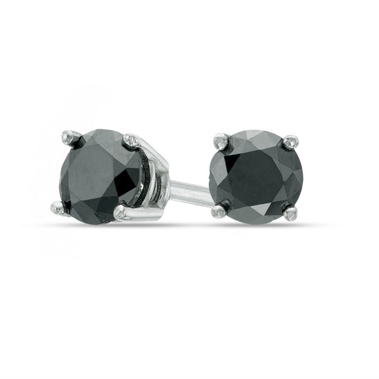 0.63 CT. T.W. Enhanced Black Diamond Solitaire Stud Earrings in 10K White Gold