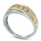 Men's 0.50 CT. T.W. Natural Diamond Three Stone Slant Wedding Band in Solid 10K Two-Tone Gold