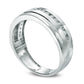 Men's 0.33 CT. T.W. Natural Diamond Single Beveled Edge Wedding Band in Solid 10K White Gold