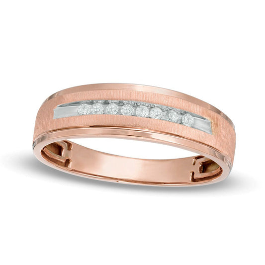 Men's 0.10 CT. T.W. Natural Diamond Wedding Band in Solid 10K Rose Gold