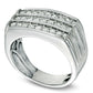 Men's 1.0 CT. T.W. Natural Diamond Three Row Anniversary Ring in Solid 10K White Gold