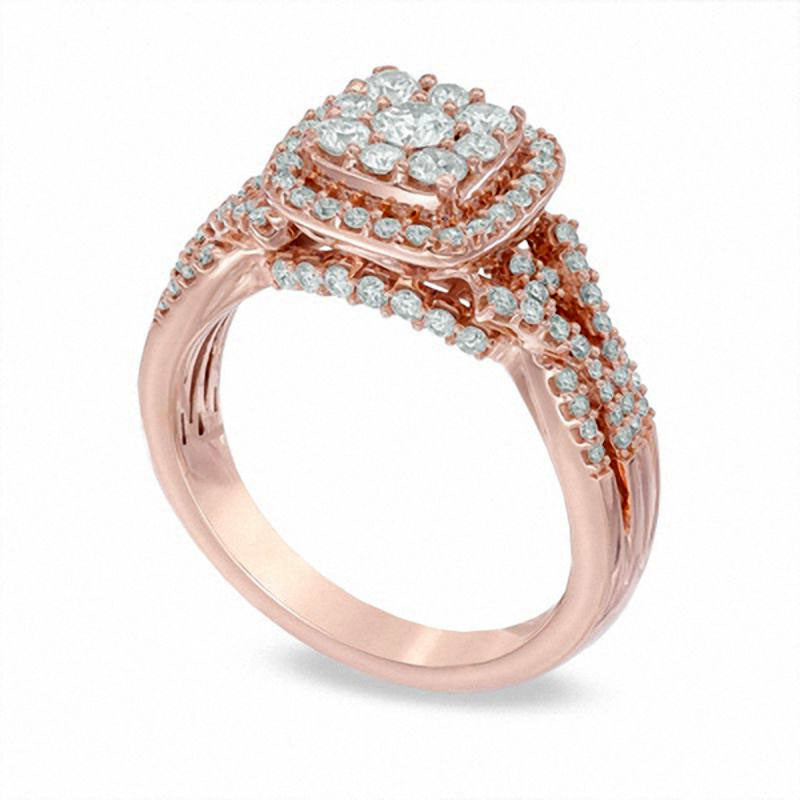 1.0 CT. T.W. Composite Natural Diamond Frame Engagement Ring in Solid 14K Rose Gold
