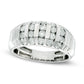 Men's 1.0 CT. T.W. Natural Diamond Dome Anniversary Band in Solid 10K White Gold