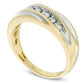 Men's 0.25 CT. T.W. Natural Diamond Five Stone Slant Anniversary Band in Solid 10K Two-Tone Gold