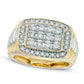 Men's 1.0 CT. T.W. Natural Diamond Rectangular Anniversary Ring in Solid 10K Two-Tone Gold