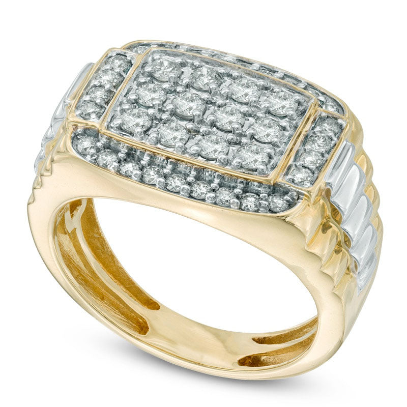 Men's 1.0 CT. T.W. Natural Diamond Rectangular Anniversary Ring in Solid 10K Two-Tone Gold