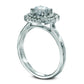 1.0 CT. T.W. Natural Diamond Double Square Frame Engagement Ring in Solid 14K White Gold