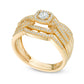 0.50 CT. T.W. Natural Diamond Square Frame Twisted Shank Bridal Engagement Ring Set in Solid 14K Gold