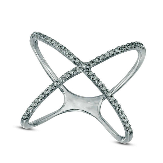 0.13 CT. T.W. Natural Diamond Criss-Cross Orbit Ring in Sterling Silver