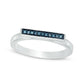 Enhanced Blue Natural Diamond Accent Bar Ring in Sterling Silver
