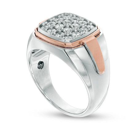 Men's 1.0 CT. T.W. Composite Natural Diamond Comfort Fit Ring in Solid 10K Two-Tone Gold