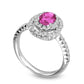 Oval Pink Sapphire and 0.50 CT. T.W. Natural Diamond Double Frame Ring in Solid 14K White Gold