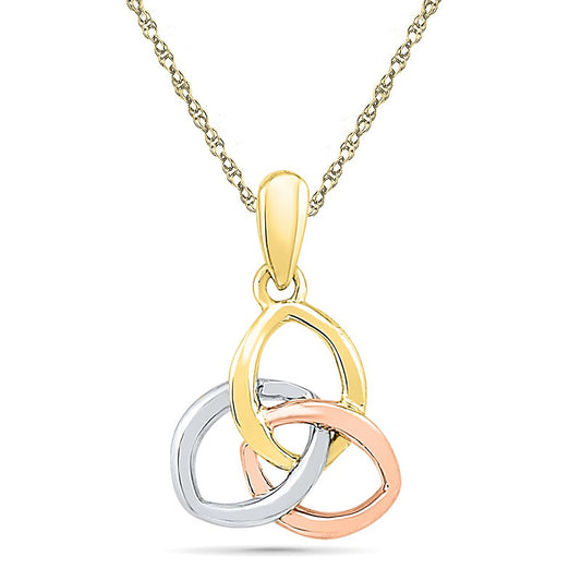 Triple Loop Pendant in 10K Tri-Tone Gold