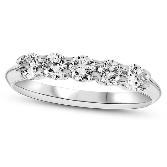 0.75 CT. T.W. Natural Diamond Five Stone Anniversary Band in Solid 14K White Gold