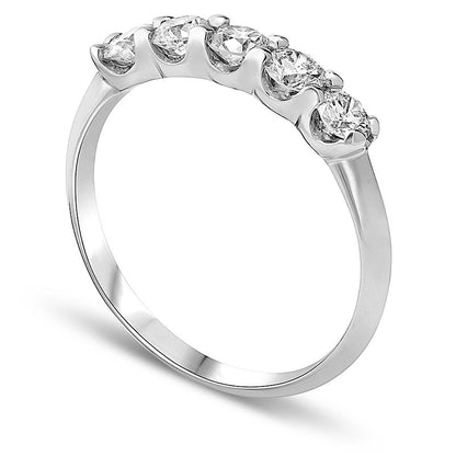 0.75 CT. T.W. Natural Diamond Five Stone Anniversary Band in Solid 14K White Gold