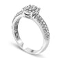0.63 CT. T.W. Composite Natural Diamond Three Row Engagement Ring in Solid 18K White Gold