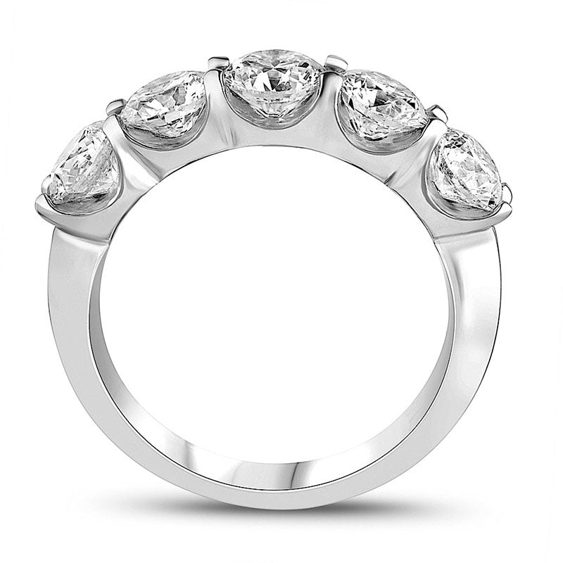 2.0 CT. T.W. Natural Diamond Five Stone Anniversary Band in Solid 14K White Gold