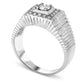 Men's 0.38 CT. T.W. Natural Diamond Square Frame Textured Ring in Solid 14K White Gold