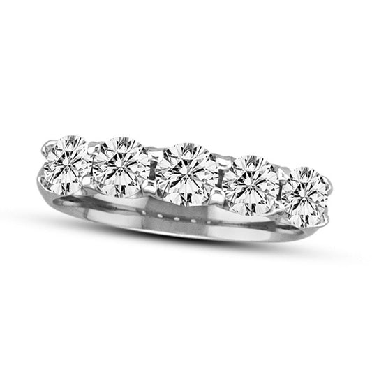 1.17 CT. T.W. Natural Diamond Five Stone Anniversary Band in Solid 14K White Gold