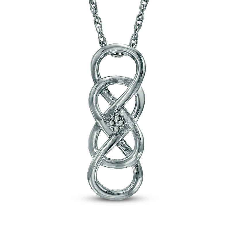 Natural Diamond Accent Double Infinity Loop Pendant in Sterling Silver