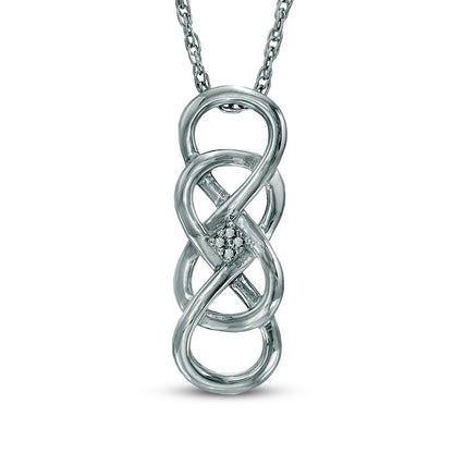 Natural Diamond Accent Double Infinity Loop Pendant in Sterling Silver