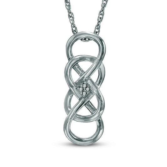 Natural Diamond Accent Double Infinity Loop Pendant in Sterling Silver