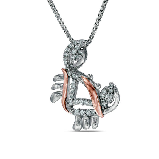 0.1 CT. T.W. Natural Diamond Crab Pendant in Sterling Silver and 14K Rose Gold
