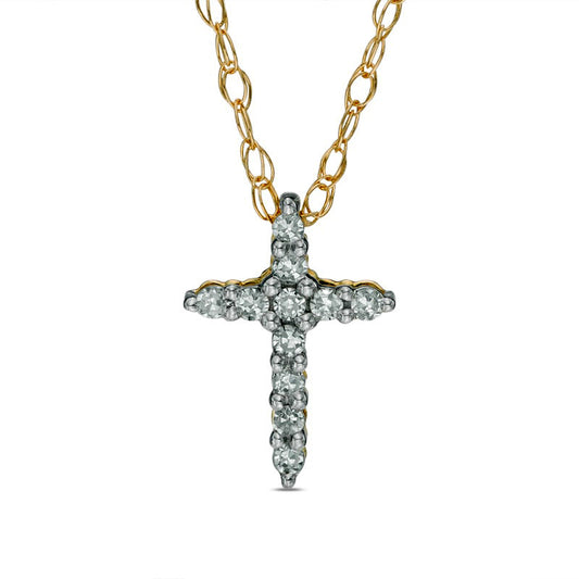 Natural Diamond Accent Bold Cross Pendant in 10K Yellow Gold