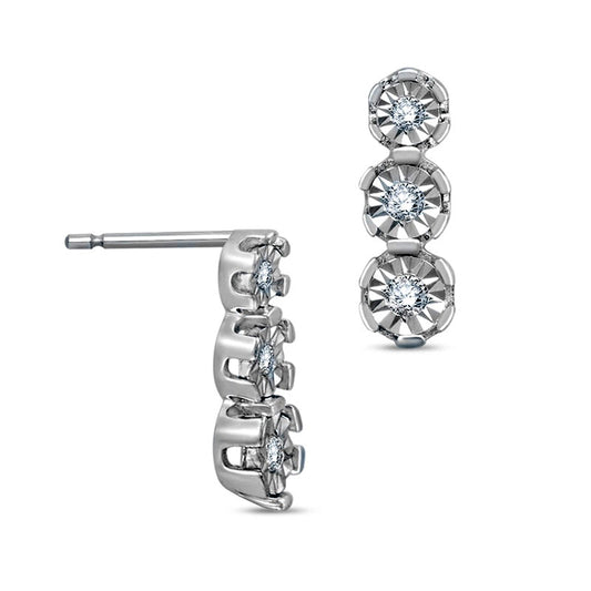 0.13 CT. T.W. Diamond Three Stone Earrings in 10K White Gold