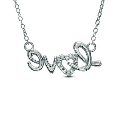 0.1 CT. T.W. Natural Diamond "love" Heart Necklace in Sterling Silver
