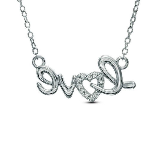 0.1 CT. T.W. Natural Diamond "love" Heart Necklace in Sterling Silver
