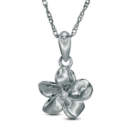 Natural Diamond Accent Pinwheel Flower Pendant in Sterling Silver