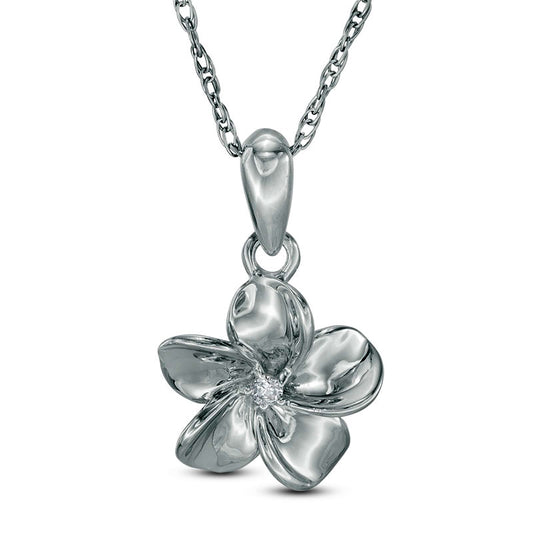 Natural Diamond Accent Pinwheel Flower Pendant in Sterling Silver