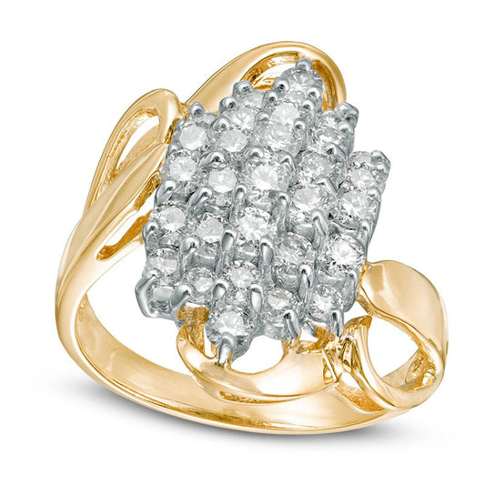 1.25 CT. T.W. Natural Diamond Composite Bypass Ring in Solid 14K Gold