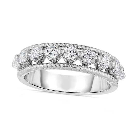 1.0 CT. T.W. Natural Diamond Anniversary Band in Solid 14K White Gold