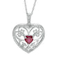 5.5mm Heart-Shaped Lab-Created Ruby and Diamond Accent Scroll Heart Pendant in Sterling Silver
