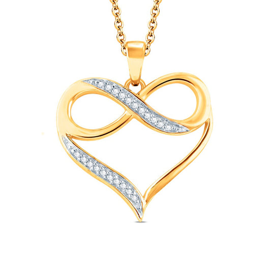 Natural Diamond Accent Heart with Infinity Pendant in 10K Yellow Gold